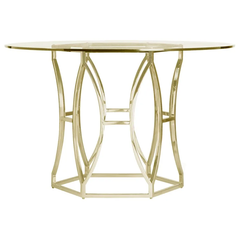 American simple stainless steel hexagonal dining table/soft decoration design/villa/hotel restaurant/light luxury dining table
