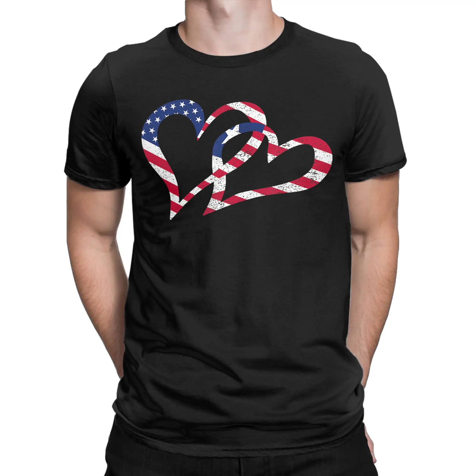 Love Heart Liberia African USA Americans Flag Men's T Shirt Leisure Tees Short Sleeve O Neck T-Shirts Cotton Unique Clothes