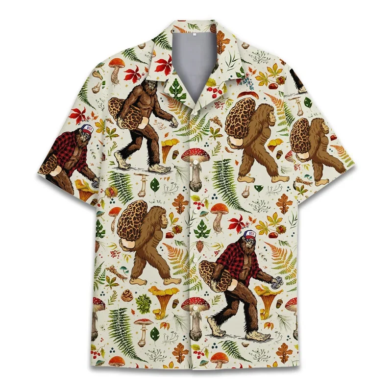 

2026 Summer New Collection 3d Print Monkey Orangutan Hawaiian Shirt For Men Summer Holiday Shirts Button Beach Surf Cool Lazy