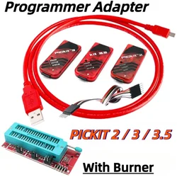 Programador PICKIT2 PICKIT3 PICKIT3.5 con Kit de quemador, Chip microcontrolador PIC de programación + adaptador PIC, asiento de programador Universal