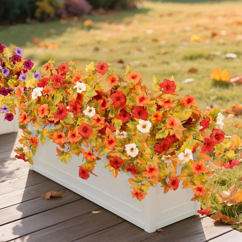 Flores artificiales de decoración de otoño, selecciones florales que no se decoloran resistentes a los rayos UV para decoración de jardín, balcón, Patio, porche