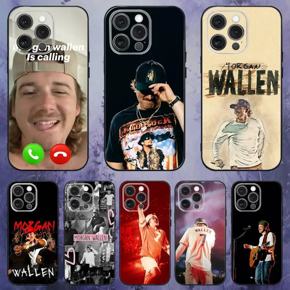 

Singer M-Morgan W-Wallen Phone Case For iPhone 17,16,15,14,13,12,Pro,Max,Plus,E,SE4,Air,Mini Black Soft Box