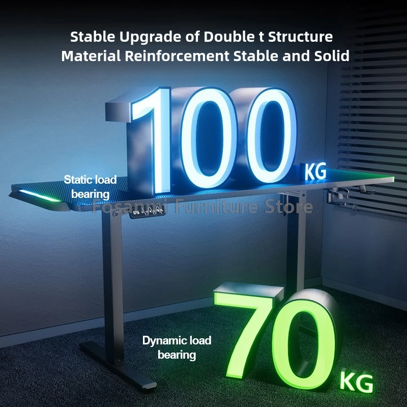 Tavolo da gioco elettrico in fibra di carbonio per scrivania da computer ad altezza regolabile per la casa Tavolo da tavolo da tavolo con movimento per stanza robusta e spaziosa