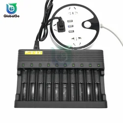 18650 Battery Charger US/EU Plug 10 Slots Smart Charging Safety Fast Charge 18650 Li-ion Rechargeable Battery Charger