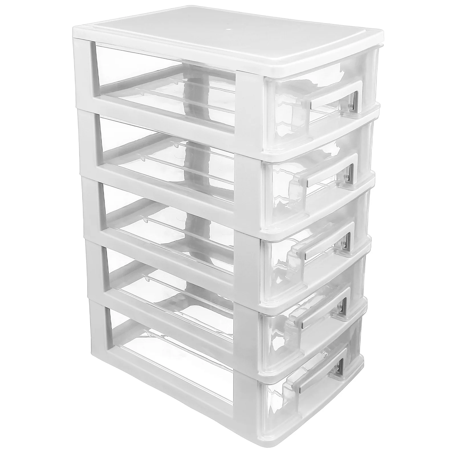 

Multifunctional Five-Layer Drawer Type Closet Plastic Desktop Storage Cabinet Organizer Portable Sundries Holder White