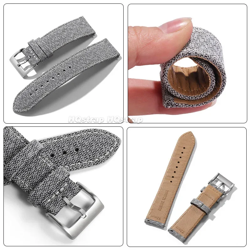 Cinturino in pelle di nylon di alta qualità 20mm 22mm per Seiko per Samsung Galaxy Watch 6/5/4 cinturino universale in tela a sgancio rapido