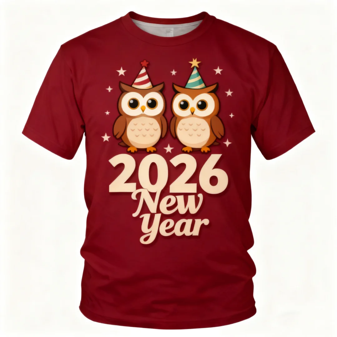 

2026 New Men's T-shirt Funny Graphic Print Short Sleeve Tees New Year Eve Family Party T Shirt Tops Summer Casual Unisex Clothes