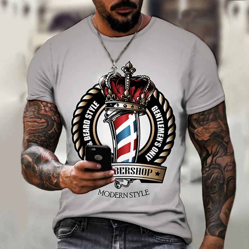 Street Men\'s T-shirt Hairdressing Pattern Casual Short Sleeve O Neck Fashion Hot Seller Funny 3D Printed Harajuku Hip Hop Shirt