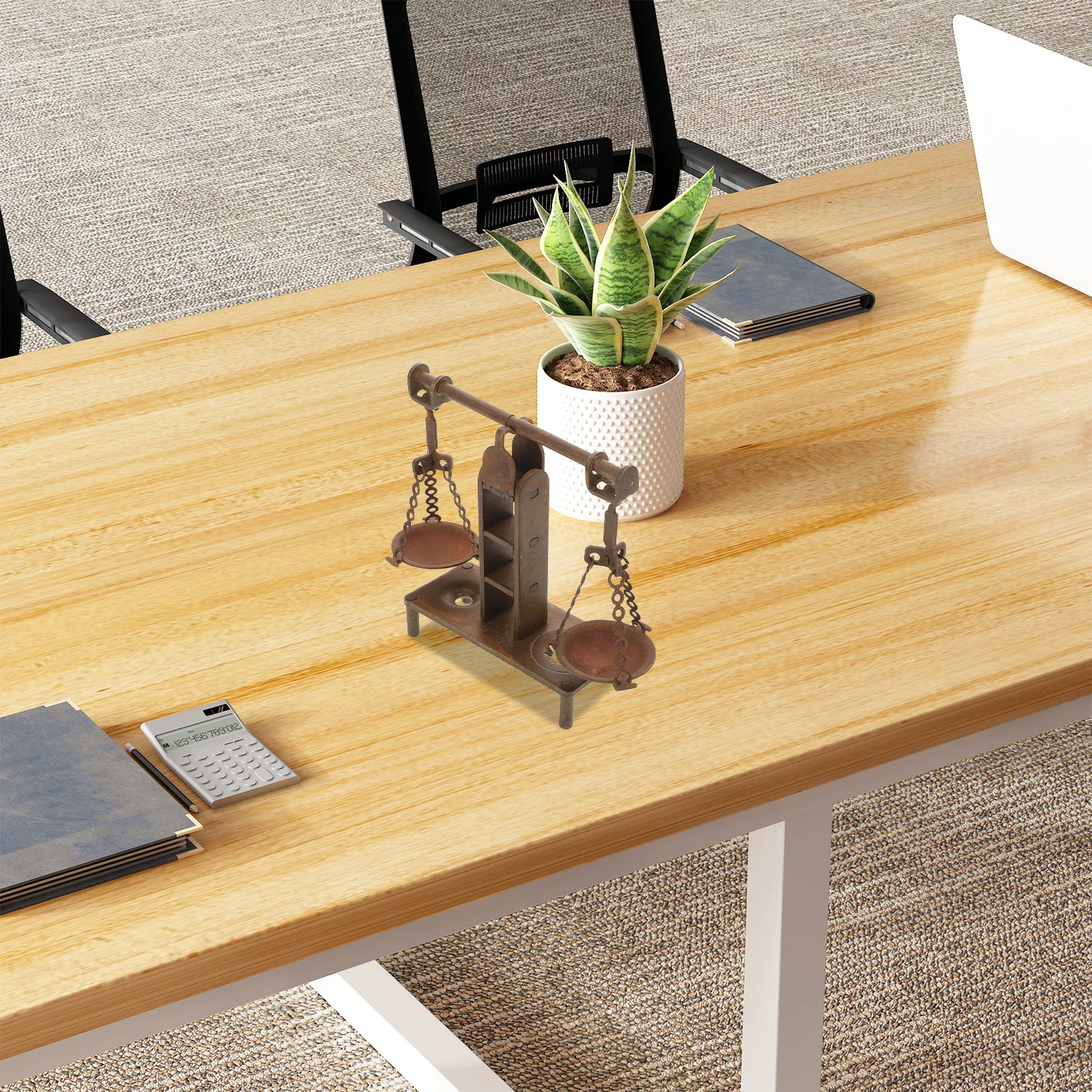 

Vintage Libra Balance Scale Retro Brass Sculpture Desktop Shelf Decoration Farmhouse Home Office Decor Balancing Scale