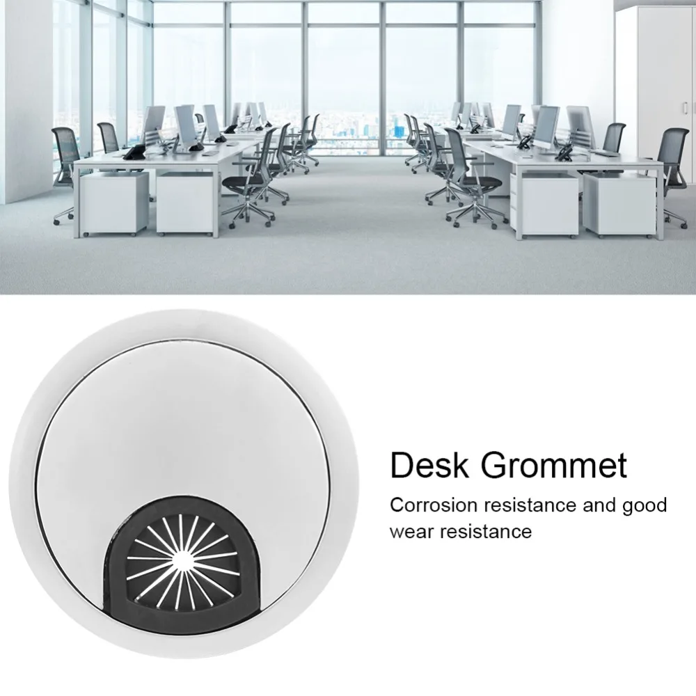 4pcs Durable 60mm Diameter Desk Grommet Zinc Alloy Round Cable Hole Cover Wire Cord Organizer PC Desk