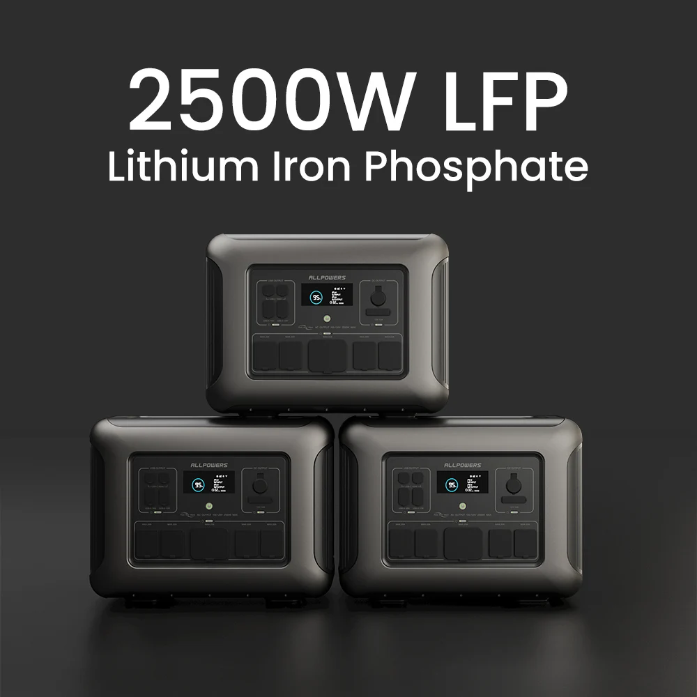 ALLPOWERS 2500W Portable Power Station With High Capacity LiFePo4 Battery For Outdoor Home Emergency Use