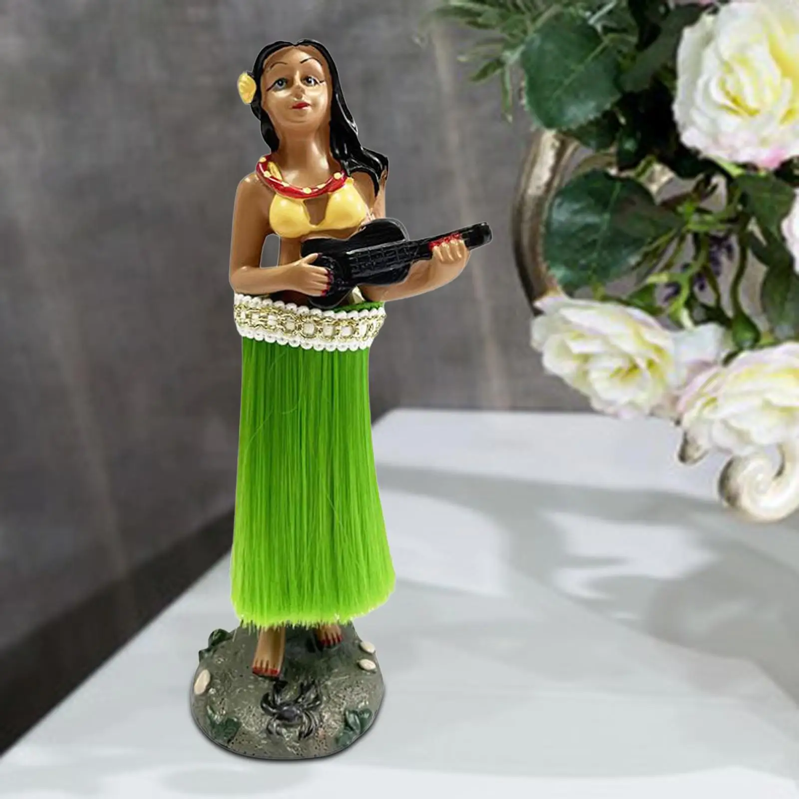 Hawaiian Dashboard Hula Doll Playing Ukulele with Ukulele Car Interior Doll Hawaiian Dancer Girl for Desk Office Home Car Decor