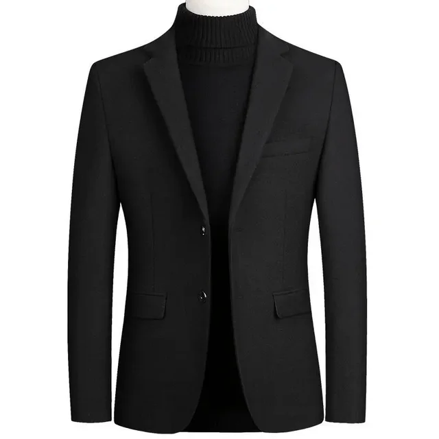BROWON Markowa Wełniana Marynarka Męska w Stylu Business Casual, Nowa Kolekcja Jesień-Zima 2026, Jednolita Marynarka Męska o Regularnym Kroju, Marynarki Męskie z Długim Rękawem