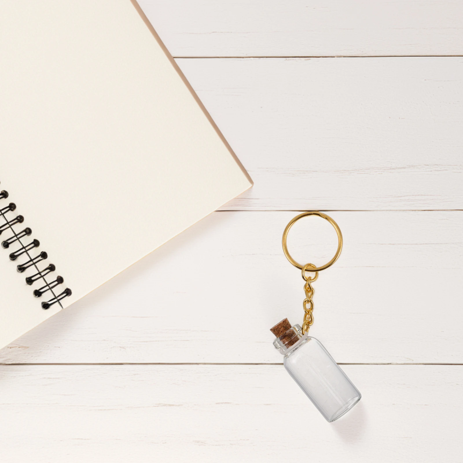 12 قطعة مجموعة زجاجات متمنيا الزجاجية 5 مللي برطمانات شفافة صغيرة مع سدادات الفلين وحلقة مفاتيح للمشروعات اليدوية وهدايا العيد #3