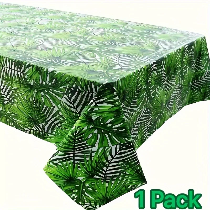 مفارش طاولة بلاستيكية للاستعمال مرة واحدة مع تصميم أوراق النخيل ، موضوع هاواي الاستوائي ، للحفلات ، الأماكن الداخلية والخارجية ، ديكور سفاري الغابة #2