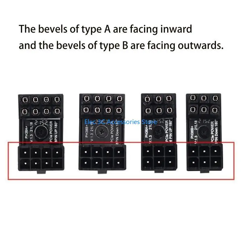 Y51A 1pcs GPU VGA PCIe 8pin 6pin Male 180 Degree Angled to 8Pin  6pin Female Power Adapter for Desktop Graphics Card