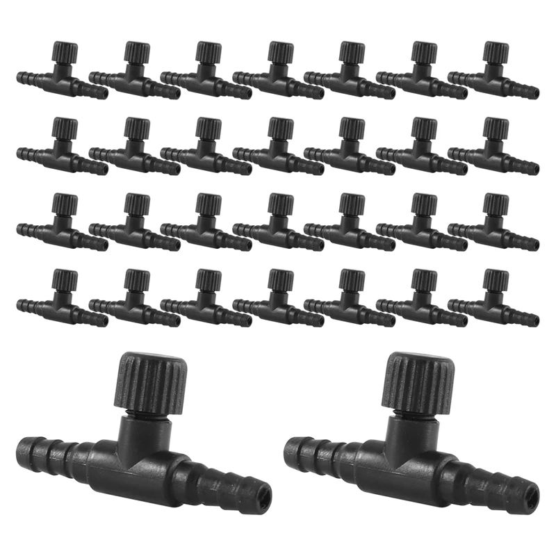 30 Pieces 2-Port Fish Tank Valve Plastic Air Pump Control Valve Aquarium T-Shaped Control Valve