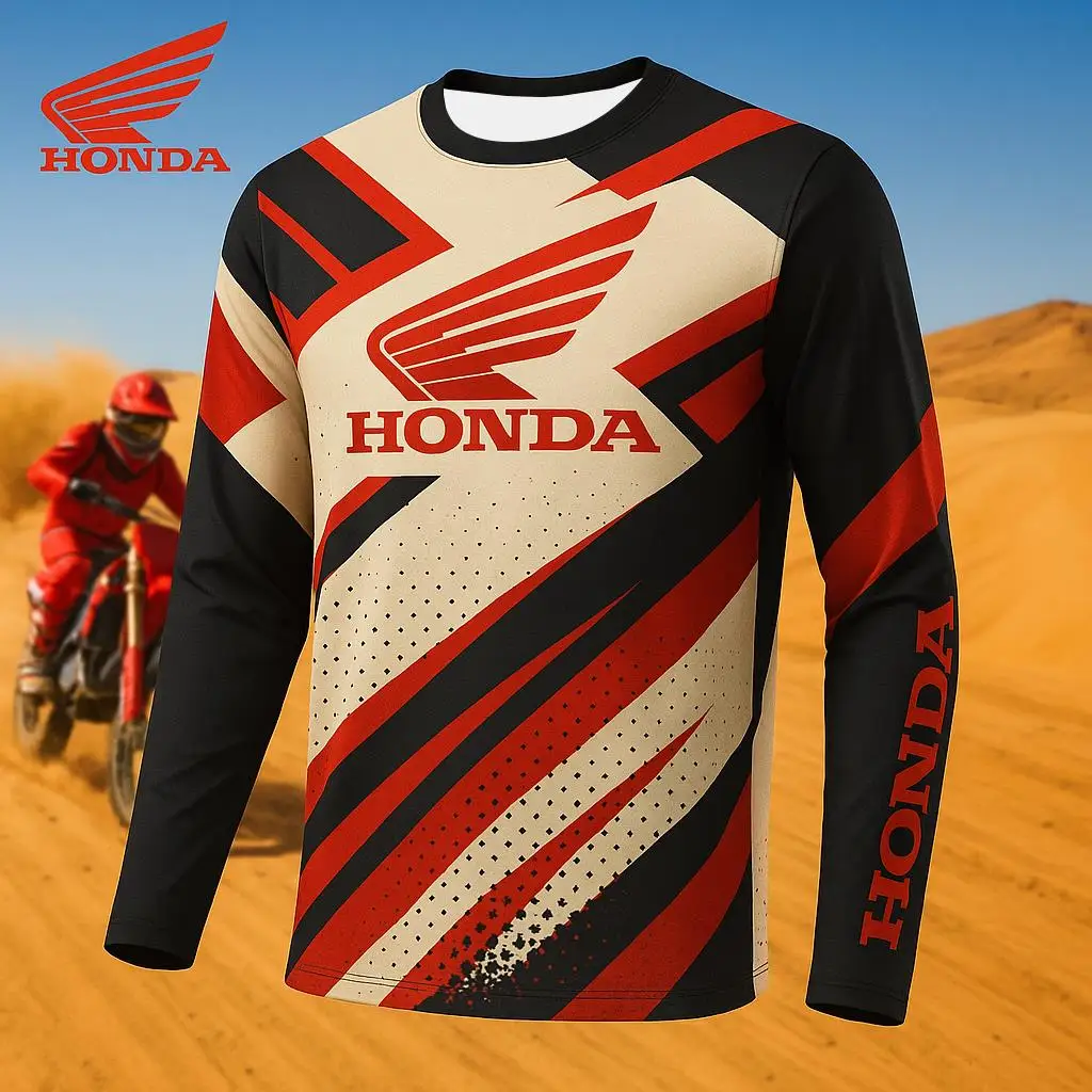 

Honda Racing Quick Dry Motorcycle Jersey Long Sleeve Breathable T-Shirt Comfortable Lightweight Gear for Dirt Bike Riders