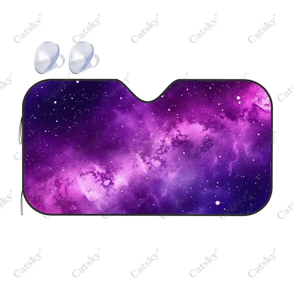 Purple Galaxy with Star Car Windshield Sunshade, Front Auto Car Windshield Sun Shade Blocks Uv Rays Sun Visor Protector