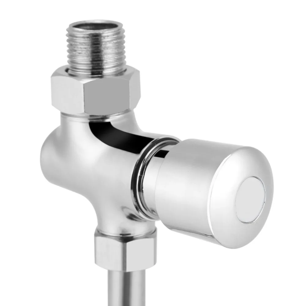 Button Type​ Urinal Flush Valve​ Bath Toilet ​Zinc Alloy​ Manual Delay Flush Valve Automatic Shutoff​ Manual Delay
