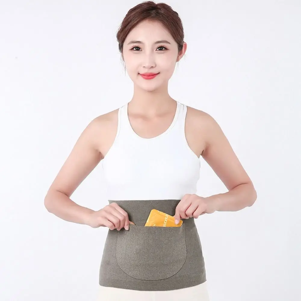 Warm Thermal Waist Support Belt High Elastic Thin Fleece Waist Warmer Traceless with Pocket Lower Waist Support Belt