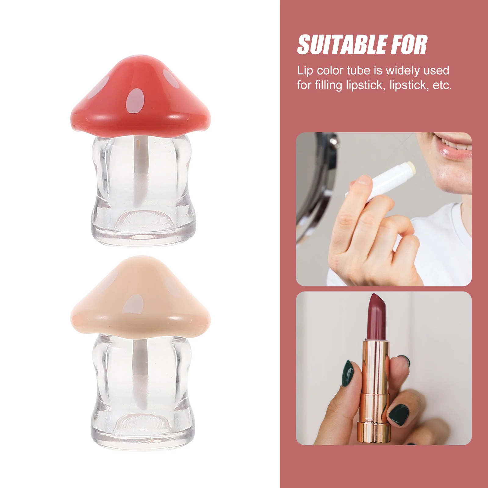 5 Pcs Mushroom Lip Glaze Tube Balm Container DIY Gloss Making Kit Empty Tubes Tint