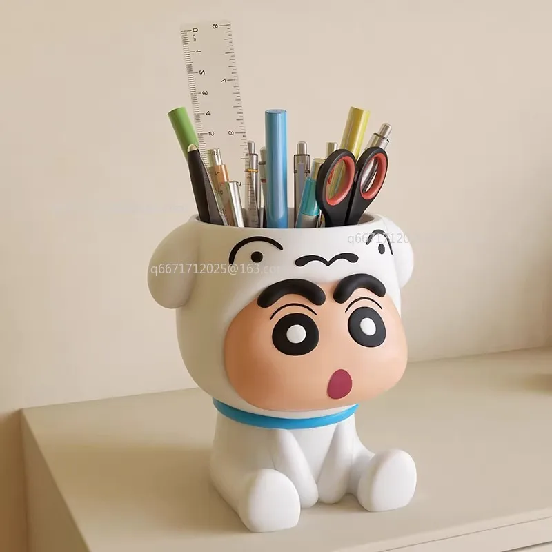 Figurki z anime Crayon Shin-chan, gadżety, ozdoby dekoracyjne z kreskówek, pudełko do przechowywania, akcesoria na biurko, organizer, pojemniki na długopisy, prezent