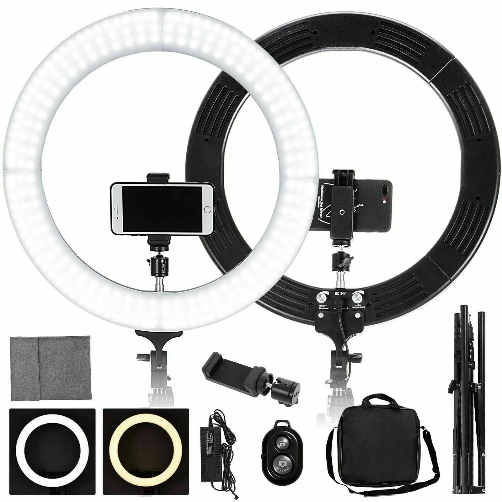 18inch Ring Light with Tripod Stand 3000-6000K Photo Studio Light for Vlog Video Shooting Makeup Selfie Ring Light Dimmable Lamp