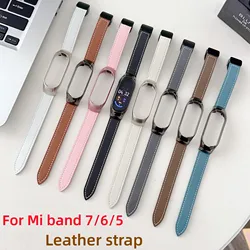 Strap For Mi band 7 6 5 Bracelet Sport belt leather watchband replacement Smartwatch bracelet for Xiaomi mi band 3 4 Wrist strap