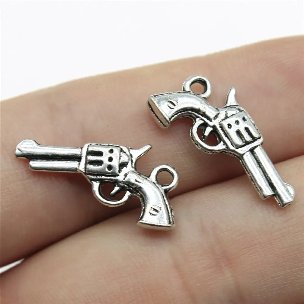 Charms Jewelry Making Accessories Zinc Alloy Double Gun Pistol For Handmade Craft Bracelet