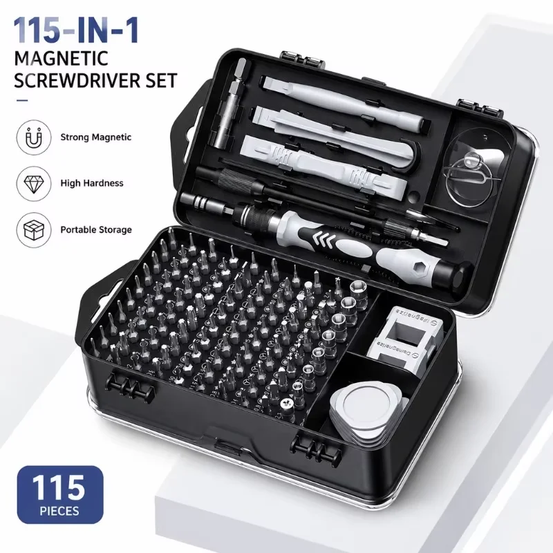 conjunto-de-chaves-de-fenda-magneticas-115-em-1-pontas-de-alta-dureza-kit-de-ferramentas-multi-reparo-para-telefones-tablets-pequenos-eletrodomesticos-e-parafusos-irregulares