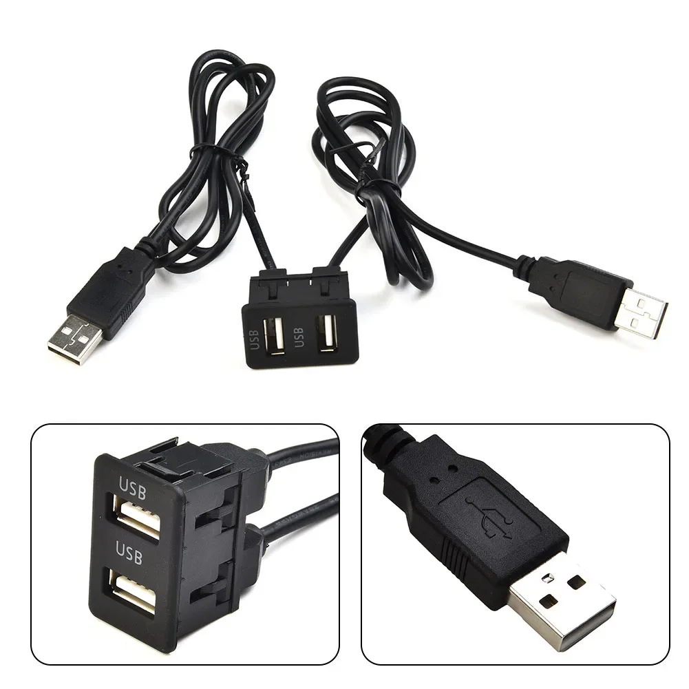 

1M Car Dash Flush Mount USB Port Panel Dual USB Extension Adapter Cable Embedded Installation AUX Consumable Parts Replacement
