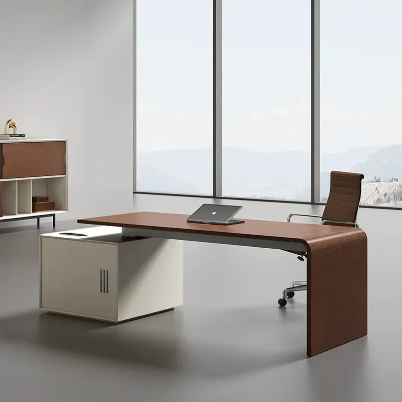 Modern Simple Light Luxury Executive Desk and Chair Set High End Office Computer Table for President Manager Boss Workstation