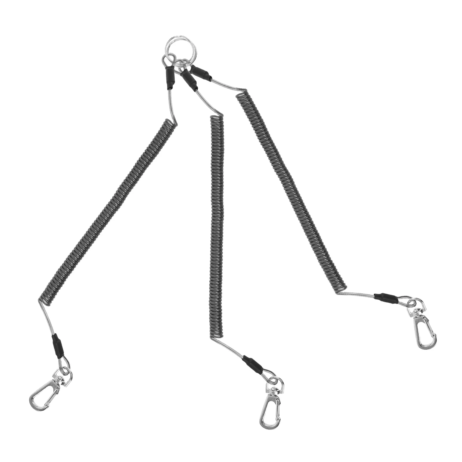 3Pcs Retractable Coil Elastic Lanyard Safety Keychain Fishing Outdoor Kayak Tools Heavy Duty Spring Cord Spring Rope Key Ring