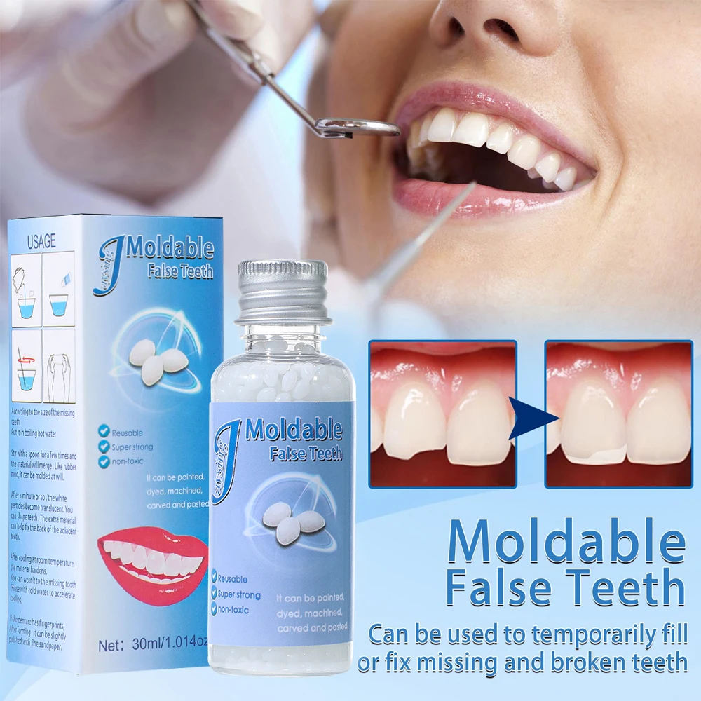 Hot Sale Temporary Tooth Repair Resin Glue Moldable Shapeable Filling for Missing Broken Teeth Gaps False Teeth Solid Adhesive DIY Dental Care 30ml