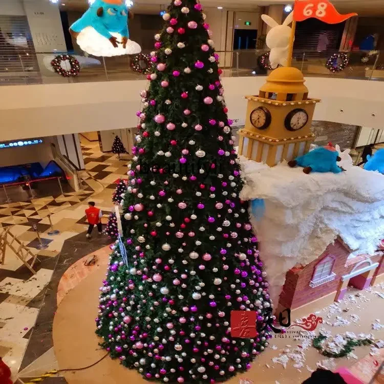 Christmas large Christmas tree package 4-6-10 meters high-end hotel shopping mall outdoor luminous decorative tree