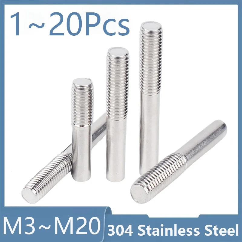 304 Stainless Steel Single End Thread Rod M3 M4 M5 M6 M8 M10~M20 Headless Stud Bolts Screw Tooth Stick Single Head Threaded Bar