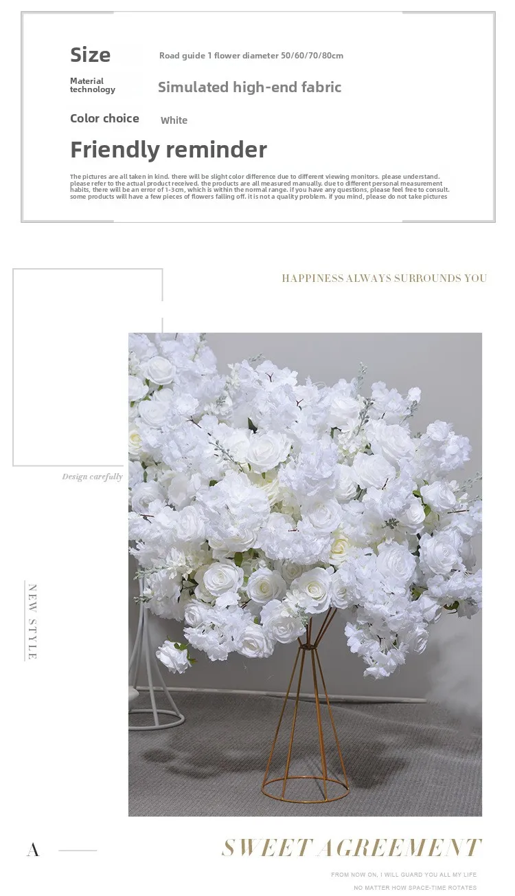 Künstliche Weiße Kirschblüten-Larkspur-Blumenkugel Hochzeitstisch-Mittelstück Blumendekoration Heiratsantrag Heim-Party-Event Großhandel – Detail 8