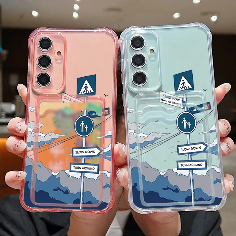 Straße Zeichen Fall Für Samsung Galaxy S25 Rand S24 S25 FE Plus S22 Ultra A17 A56 A55 A36 A16 A35 A25 a15 TPU Karte Tasche Telefon Abdeckung