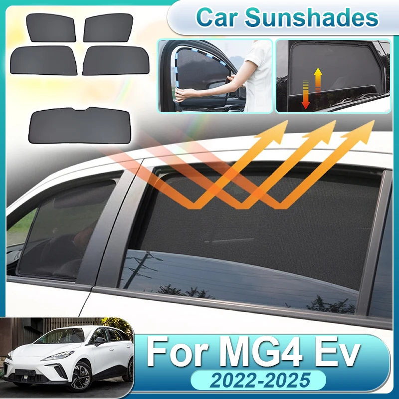 

For MG4 Ev Mulan EH32 2022-2025 Car Side Window Mesh Cover Sun Visor Protector Front Rear Windshield Sun Shades Auto Accessories