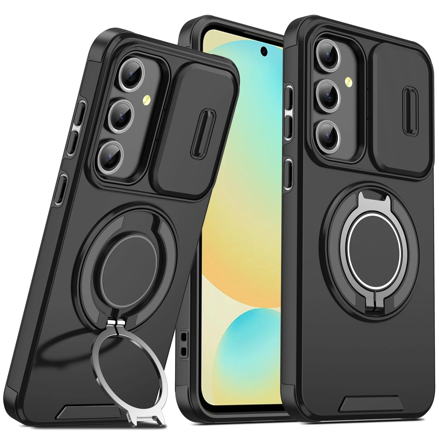 For Samsung A57 Case Galaxy A26 A05S A05 A06 A55 Cover Magnetic Ring Armor Slide Camera Lens Case Magsafe Wireless Charge Cover