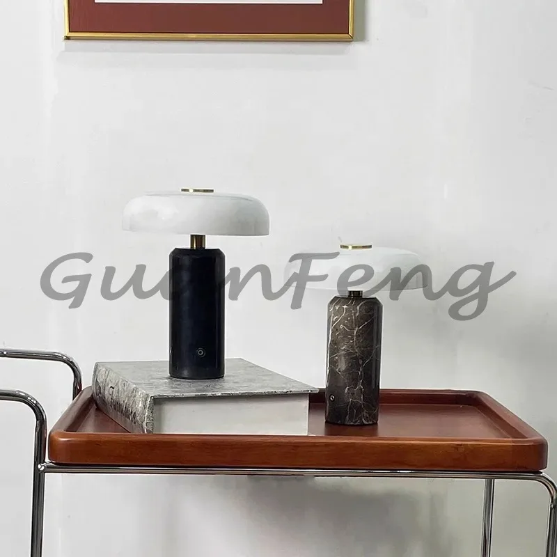 New modern design cordless table luxury creative marble hotel living room portable lighting