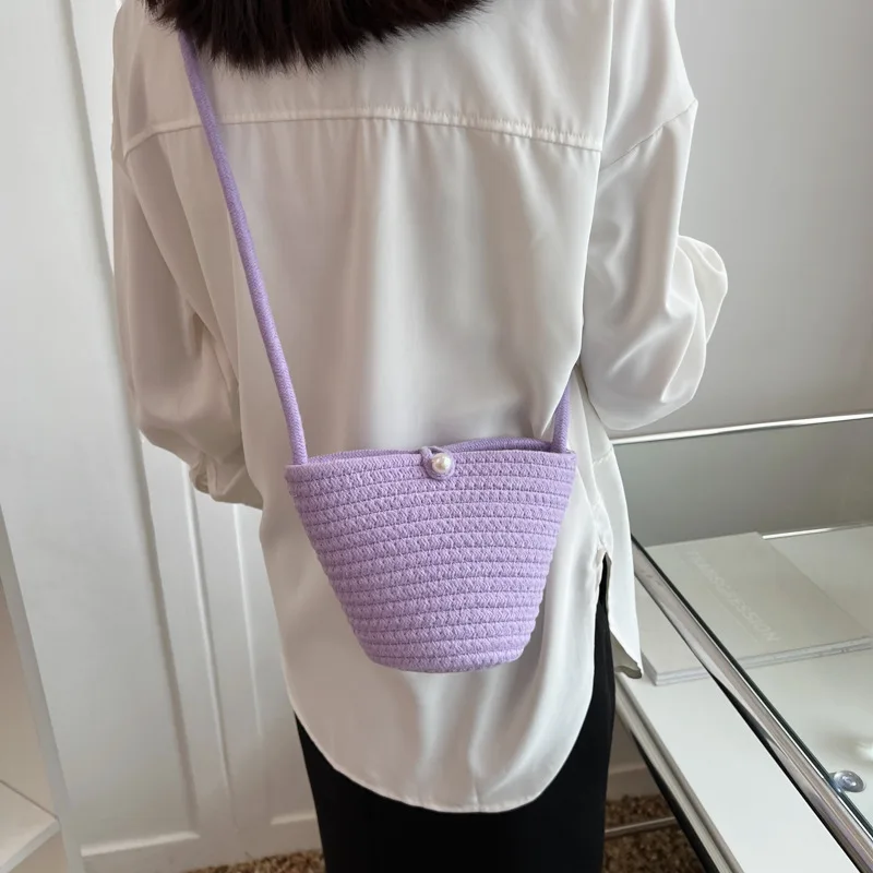 Summer Small Straw Shoulder Bags For Women Handmade Braided Crossbody Bag New Fashion Beach Bag Daily Messenger Phone Handbag