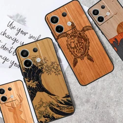 Wolf Bike Butterfly Wood Case For Xiaomi Redmi Note 12 11 9 10 13 Pro Plus 12S 11S 10S 9S Redmi 13C 9C 10C 12C Cover