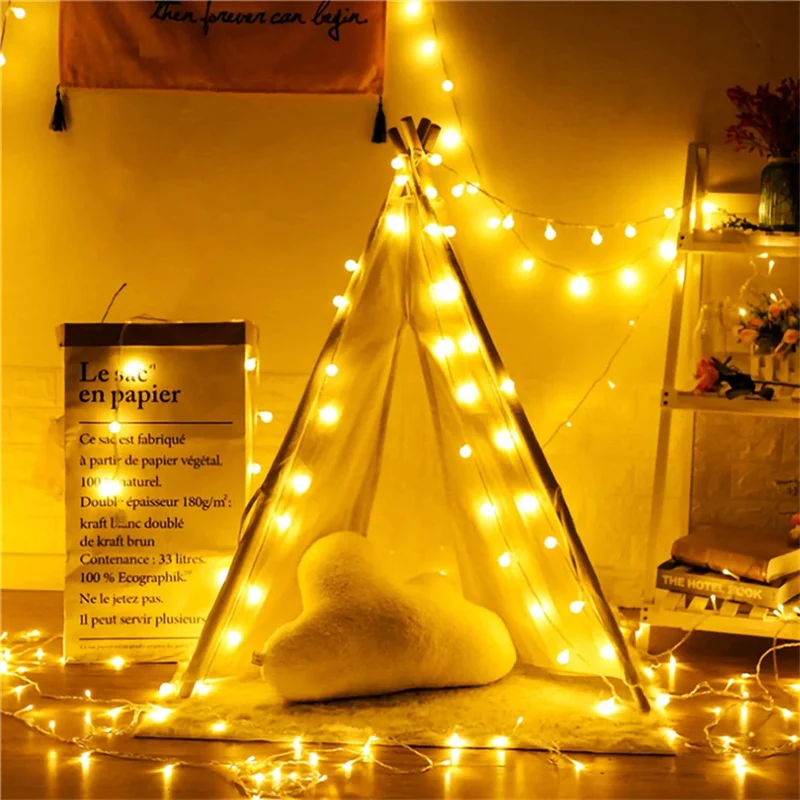 

1.5M 3M 6M 10M AA Battery LED Ball String Lights Christmas lights indoor Garland on Batteries Wedding Xmas Decoration light