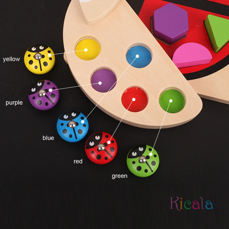 Kids Montessori Math Toys For Toddlers Wooden Educational Puzzle Fishing Toys Color Shape Matching Games Board Toy