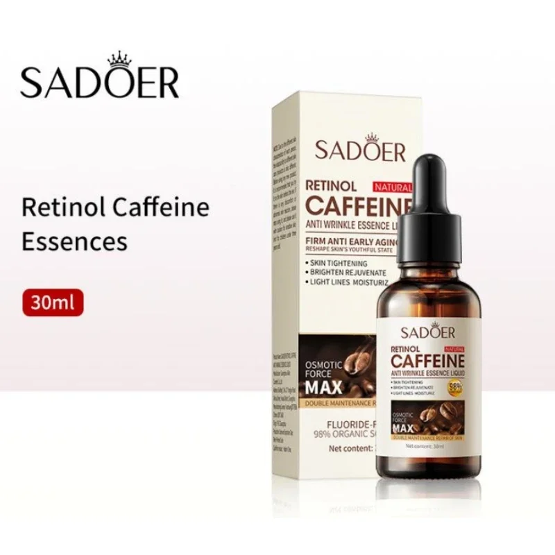 SADOER-suero Facial con Retinol para el cuidado de la piel, suero hidratante con Retinol con cafeína, reparación de poros, exfoliación seca, ilumina la piel Facial