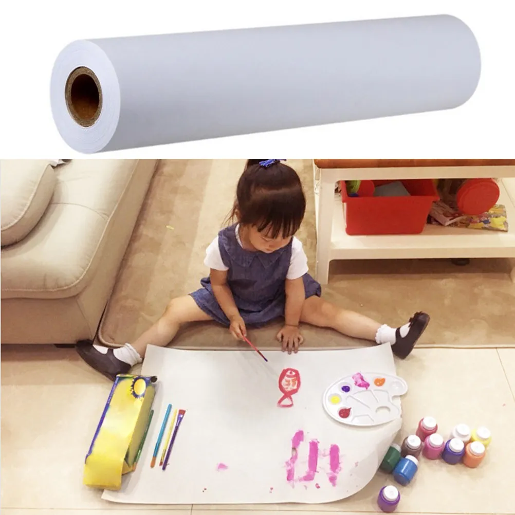 画用紙ロール-白い画用紙ロール-45cm-x-25m-リサイクルされた厚手で滑らかな表面-鉛筆、インク、クレヨンに適しています