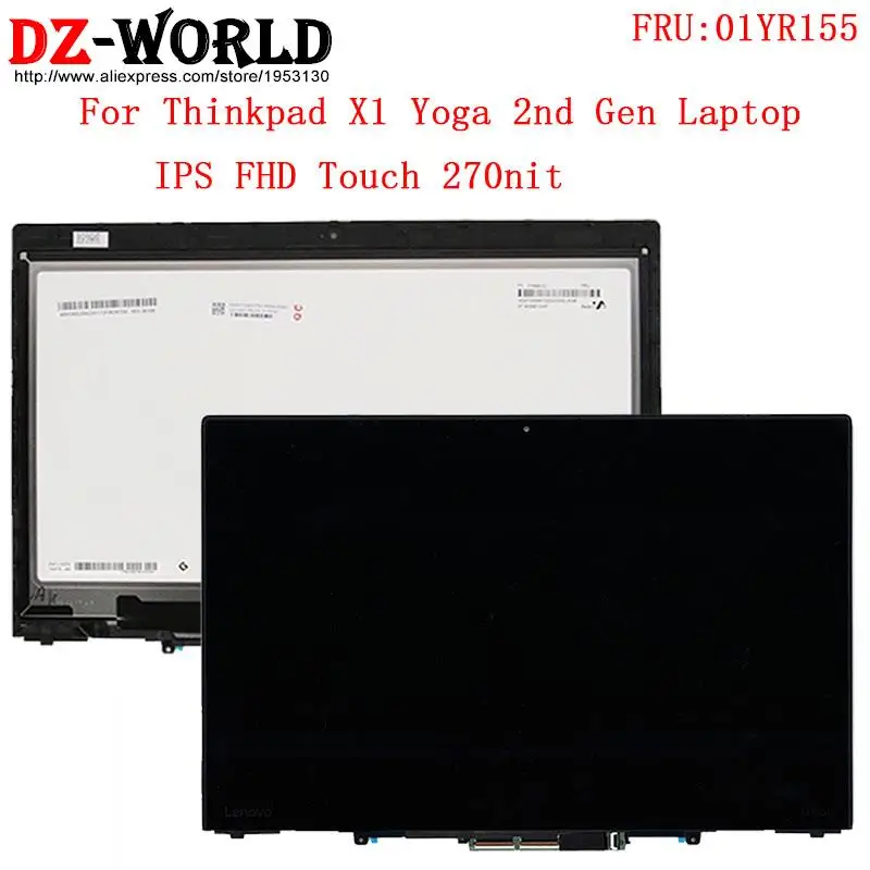 FHD IPS 270nit Touch LCD Screen Display For Lenovo Thinkpad X1 Yoga 2nd Gen Laptop 01YR155 01AX895 01AY905 01AY916 01AX896