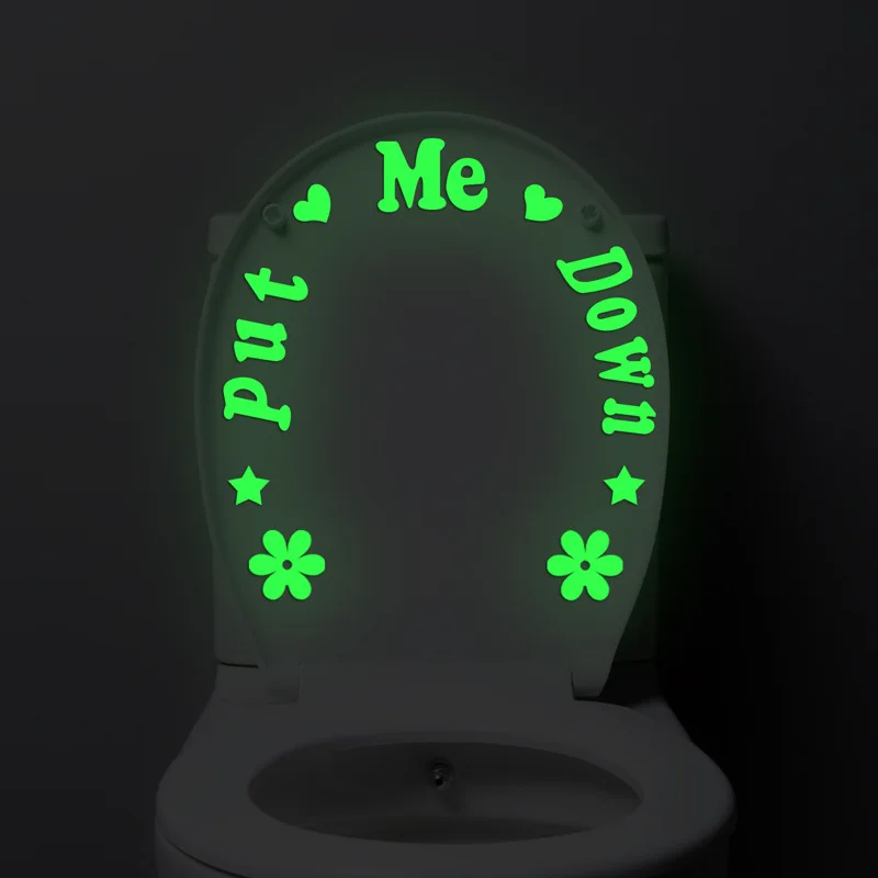 

Luminous toilet stickers letters ME flowers love fluorescent stickers bathroom decoration self-adhesive luminous wall stickers